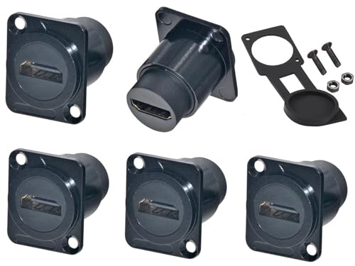 PENGLIN Lot de 5 adaptateurs HDMI de type D femelle encastrable pour panneau HDMI, câble HDMI prise femelle vers femelle 4K 60 Hz 3D et HDR