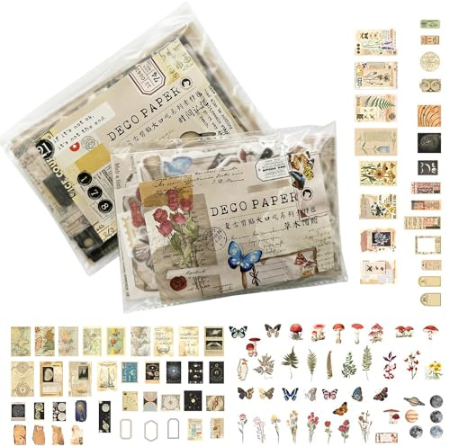 Set da 400 pezzi vintage per scrapbooking, carta kraft, nastro washi, accessorio estetico, decorazione per diario, per la produzione fai da te di album fotografici, biglietti di auguri