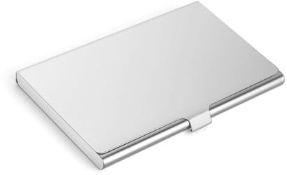 Vicloon Slim Visitenkartenetui,1 Stück Edelstahl Visitenkartenhalter,Schnallenstil geschlossen, Superleichter Visitenkarten Etuis für Damen,Männer,Nterwegs und Business - Silber