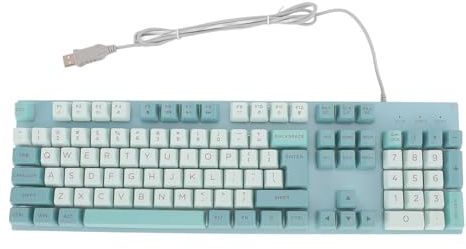 Stort Tangentbord med Kabel, USB-belyst Tangentbord med Bakgrundsbelyst, för Bärbar Dator, Stöd för IOS, Etc (Himmelblå vit)