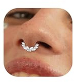 BodyBonita 16G Septum Piercing Schmuck – 316L Edelstahl Nasenring Nasenpiercing mit Zirkonia für Frauen Männer Conch Helix Piercings Tragus Daith Knorpel Ohrpiercing Silber 8mm Schmetterlingsgirlande