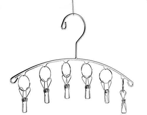 Percha de acero inoxidable con 6 clips para guantes, pañuelos y ropa, duradera y resistente a las roturas