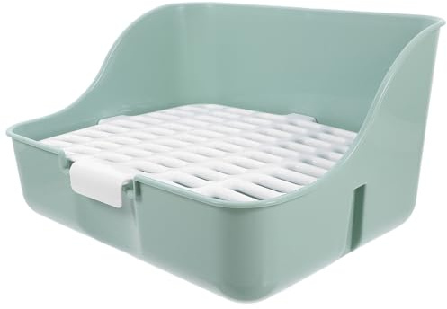 BCOATH Große Kaninchentoilette in Eckform aus Abs mit Vier Eckiger Struktur und Spritzschutz für Kaninchen und Frettchen im Haustierkäfig