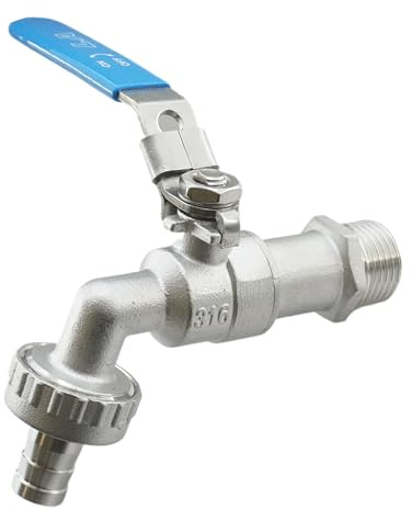 Fittingstore - Kugelauslaufhahn Edelstahl V4A - PN 16 - Kugelhahn Wasserhahn, Druckluft - G 1/2 - G 3/4 - G 1 - Ventil Gartenhähne (Gewinde: G 3/4)