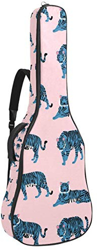 Gitarrentasche mit Reißverschluss, wasserdicht, weich, für Bassgitarre, Akustik- und klassische Folk-Gitarre, Tiger Pink
