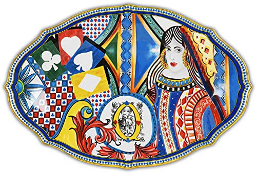Piatto ovale grande in porcellana - Regina Di Cuori di Baci Milano