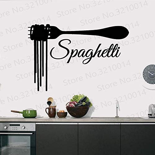 Zdklfm69 Adhesivos Pared Pegatinas de Pared Vinilo Spaghetti Tenedor Pasta Restaurante Italiano Decoración Interior Ventana Vidrio Pegatinas Tenedor Mural 103x70cm