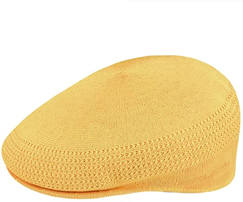 Kangol Tropic Ventair Flatcap 504 Schiebermütze Schirmmütze Herrencap Sommercap Damencap Pepe Damen/Herren - mit Schirm Frühling-Sommer - XL (60-61 cm) gelb-meliert