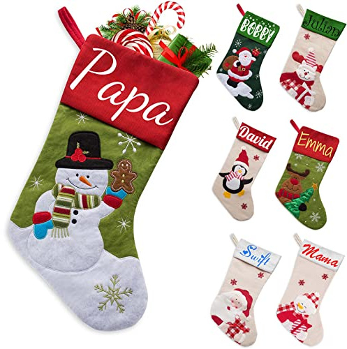 Xiuyours Weihnachtsstrumpf Personalisiert mit Namen Nikolausstrumpf weihnachtsstrümpfe Personalisierten Nikolausstiefel Personalisierter Nikolaussocke (38cm) Deko Weihnachten Fuer Kinder Familie