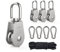 DBREAKS Umlenkrollen aus Edelstahl, Seilblock mit 20 mm Rolle, 4 Stück Riemenscheibe Roller + Nylonseil + Karabiner, Riemenscheibe Roller für Seile Stahlseil