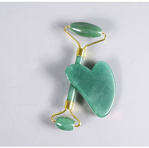 Jade Augenmaske Gesichtsmassage Roller Set Natürlicher Rosenquarz Schlafaugenmaske Gesichtsroller,Aventurin RollerSet