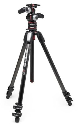 Manfrotto Kit 3 Abschnitt Stativ Kamerastativ mit 3-Wege-Kopf aus Aluminium mit Move Quick Release System Professionelles Fotografie Zubehör Kit Stativ Kamera mit Kamerakopf