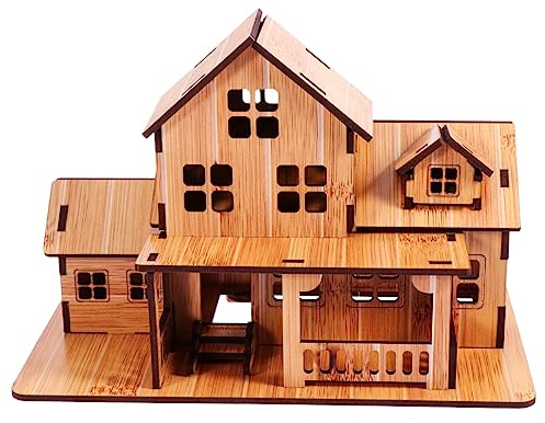 Toyvian DIY Holzmontagehaus Lernspielzeug Kreatives Handwerk Miniatur Haus Modell Feines Desktop Layout Dekor Pädagogisches Puzzle Spielzeug Für Kinder Und Bastelfans