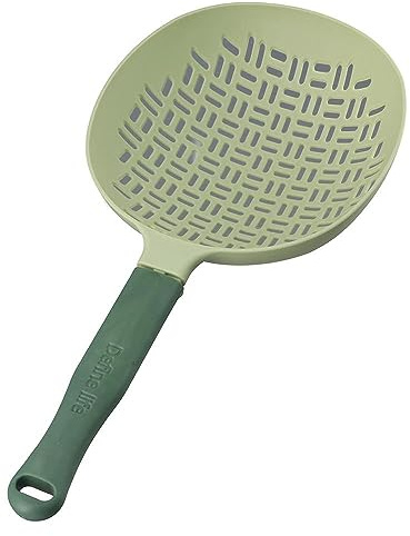 Benytro Cucharas coladoras de silicona resistentes al calor, coladores de mango largo, cuchara de drenaje grande, tamiz de alimentos, pasta, fideos, coladores, filtros de cocina