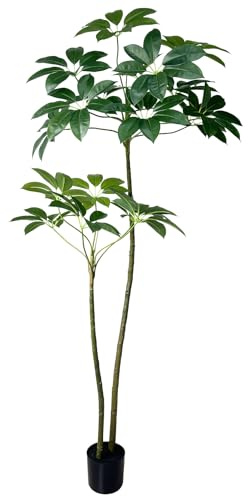 Artificial Umbrella Tree 4/5/6ftTall Fake Plants Artificial Umbrella Plants for Indoor Fake Trees for Office Home Living Room Floor Patio Greening Porch Decor (6-FT)