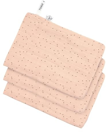 LÄSSIG Baby Musselin Waschhandschuh 3er Set/Muslin Wash Glove Set 3 pcs Dots peach rose