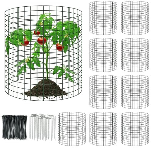 10 paket 30 cm x 30 cm tråd växtskydd tråd växtburar metallnät växtbur kycklingtråd cloche med markinsatser och nylonband skyddar växter, trädgård, buskar och grönsaker från djur – 30 st