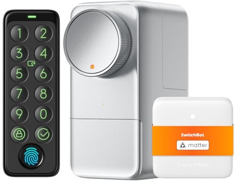 SwitchBot WLAN Smart Lock Pro mit Touchscreen-Tastatur, Türriegelschlösser, Smartes Türschloss, Elektronisches Türschloss, Türöffner per App, Fingerprint, Code, Alexa, Google, unterstützt Matter
