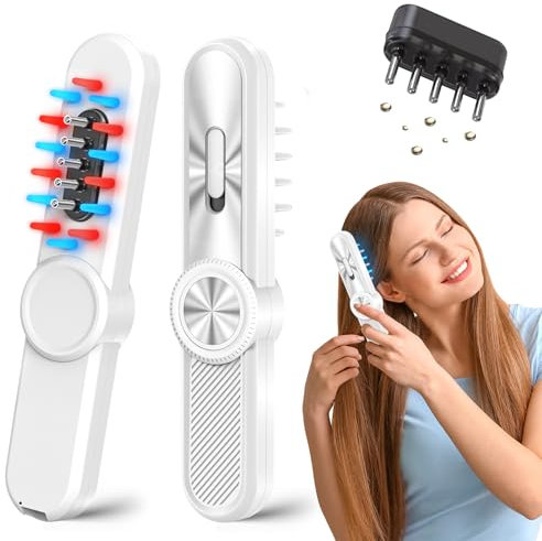 SOARFLY Kopfhaut Massagebürste Elektrisch, 4-In-1 Kopfmassagegerät Elektrisch mit Rotlicht EMS Vibrationsmassage, Kopfmassage Bürste Elektrisch Scalp Massager für Haarwachstum und Haarkur (Weiß)