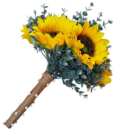 Cabilock Künstlicher Sonnenblumenstrauß Für Hochzeiten Elegantes Brautbouquet Mit Realistischen Blumen Für Dekorationen Kirche Zuhause Und Feiern