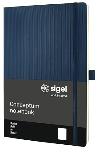 Sigel Conceptum Premium Notizbuch A4 blanko blau Softcover | CO340, 194 nummerierte Seiten, Inhaltsverzeichnis, Falttasche und Stiftschlaufe