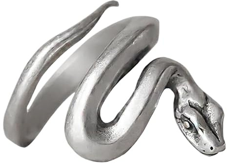 Semplici anelli a serpente – Anello a serpente in acciaio inox vintage Anno del Serpente 2025 anello tradizionale per l'anno del Serpente, gioiello punk, anello aperto regolabile