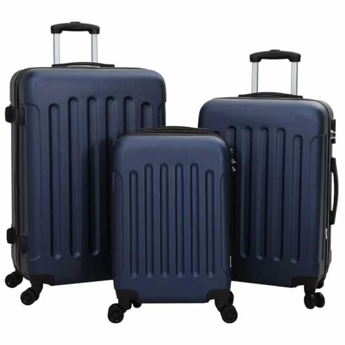 vidaXL Suitcase Set with Lock 3 pcs Dark Blue 50 x 31 x 78 cm, Modern Travel Bag, Mobile Suitcase Set, Rectangular Design, Durable Wheels, Contemporary Traveler Accessory