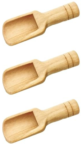 3 Pcs Wooden Scoop,Small Wooden Spoon,Mini Candy Scoop Salt&Honey&Spice&Coffee Powder Jars Reusable Use Eco-Friendly Tiny Teaspoons Accessory Easy to Clean Suitable for Kitchen,Bathroom,Bakery,Cafe ﻿