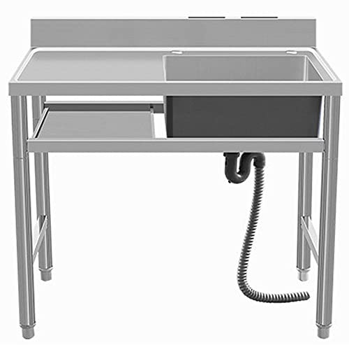GLJTUO Lavello Commerciale in Acciaio Inossidabile per Ristoranti E Bar, Lavabo Indipendente con Paraschizzi E Piano di Appoggio, Ideale per Servizi di Ristorazione E Ospitalità-120cm
