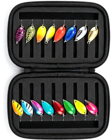 16 Pièces Cuillère de Pêche à la Truite Leurre pour Truites avec Sac De Rangement Cas pour Truite de Mer et Perche Saumon Touladi