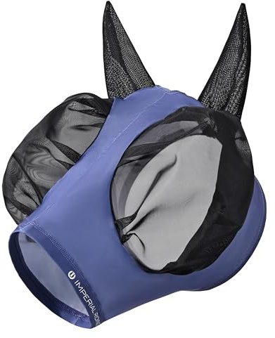 Imperial Riding Fliegenmaske „Trail Ride Basic“ elastischer Insektenschutz, Mittelblau, Cob