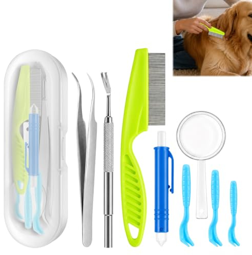 Quvxzy Zeckenzange Für Hunde, Zeckenschutz Katze, 9-teiliges Set zur sicheren Zeckenentfernung, Ideal für Haustiere und Outdoor-Aktivitäten