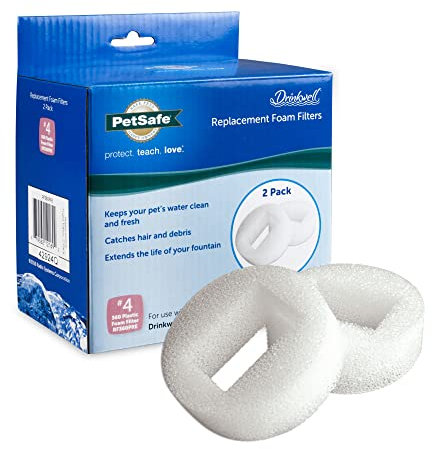 PetSafe Drinkwell 360 Plastic Pet Fountain Replacement Foam Filters, Pack of 2, Filter for Dog and Cat Water Fountains