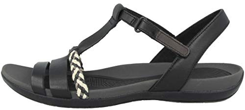 Clarks dam Tealite Grace T-fläns sandaler, silver, Svart svart läder - 36 EU