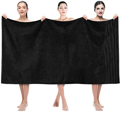 American Soft Linen Jumbo Large 100% Turkish Cotton Bath Sheet 35 in 70 in, Bath Towel for Bathroom, Black
