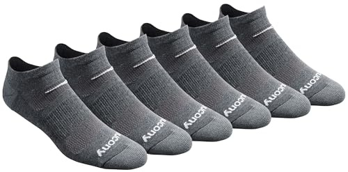 Saucony löparstrumpor för män (paket med 6), Träkol ljung (6 par), 42-46 EU