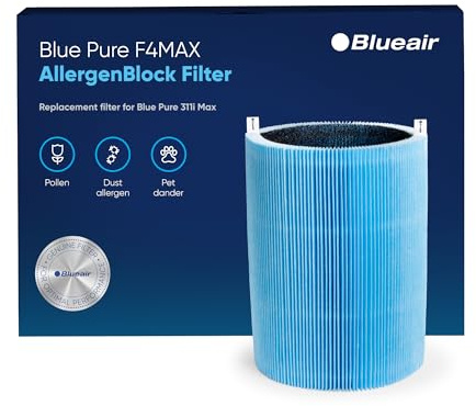 BLUEAIR Blue Pure 411 Max Series AllergenBlock Filter, Genuine Replacement, Allergies Pollen Dust Pet Dander, 411 Max Series Filter
