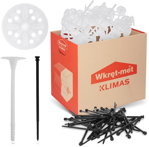 KLIMAS® Tellerdübel 200 Stück LTX ∅ 10 mm x 200 mm Dämmstoffdübel mit Kunststoffnagel Gelocht | Styropordübel Thermodübel Isolierdübel Für WDVS VWS EPS Styropor Dübel Set