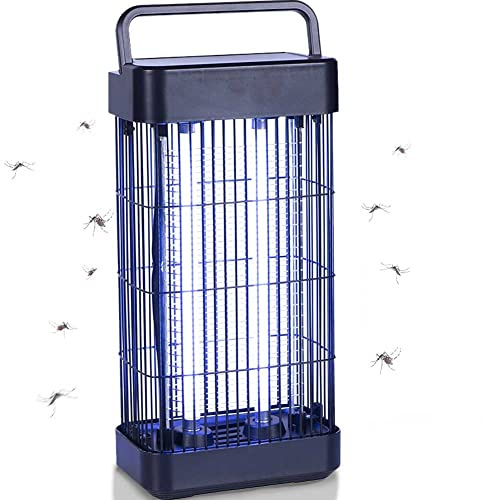 Zanzariera Elettrica Anti Zanzare Mosche 2 Lampade UV Elettroinsetticida Antizanzare con Maniglia per Trasporto e Piedini Antiscivolo Struttura in Metallo Nero (16 Watt)