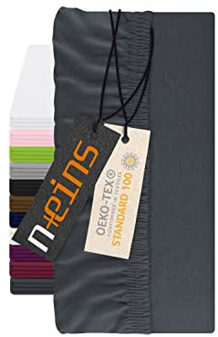 npluseins Spannbettlaken für Topper - Spannbetttuch aus 100% Baumwolle 1598.2327, ca. 180-200 x 200 cm, anthrazit