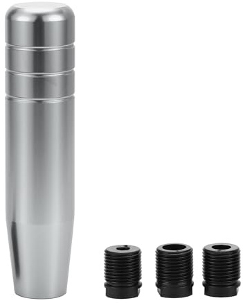 A ABSOPRO Universaler Schaltknauf 1 St. Für Automatik Und Schaltfahrzeuge | 13cm Länge, 3 Adapter, Aluminiumlegierung, Silber, Einzigartiges Design, Für verschiedene Fahrzeuge