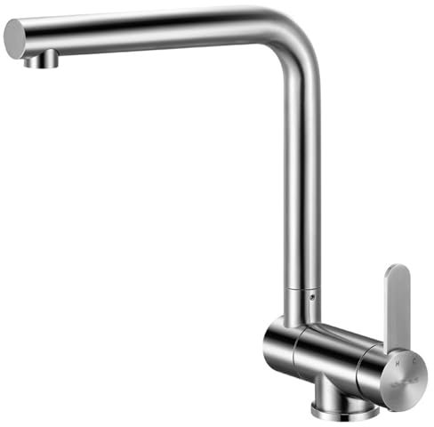 XJTNLB Küchenarmatur Vorfenstermontage Gebürstet Wasserhahn Küche Kippbar Einhebelmischer Spülbecken 360° Drehbar Armatur Küche