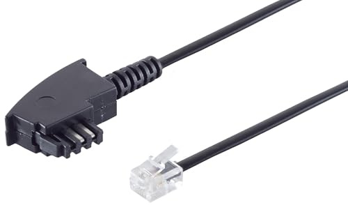 1 x 10 m - Cable telefónico conector TAE-F a conector Western RJ11 RJ14 6P4C con asignación de pines internacional para teléfonos Siemens Telekom Vodafone DSL