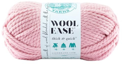 Lion Brand Yarn Wool-Ease Thick & Quick Yarn, Soft and Bulky Yarn for Knitting, Crocheting, and Crafting, 1 Skein, Blossom