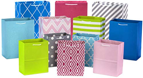 Hallmark Pastell-Geschenktüten in verschiedenen Größen (12-5 Stück, mittel 20,3 cm, 4 große 27,9 cm, 3 extra große 35,6 cm) für Babypartys, Brautpartys, Geburtstage, Ostern