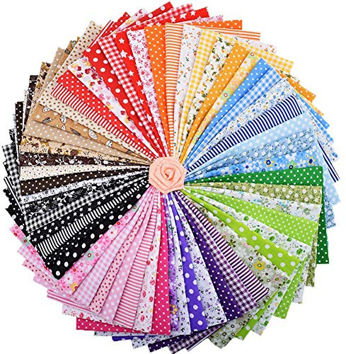 ZGXY Tyg, 56 st/parti topp bomull 9,8 tum x 9,8 tum (25 cm x 25 cm) kvadrater lapptäcke, förskurna flerfärgade och olika mönster för sömnad vaddering hantverk, hemmafest hantverk tyg gör-det-själv sömnad mask