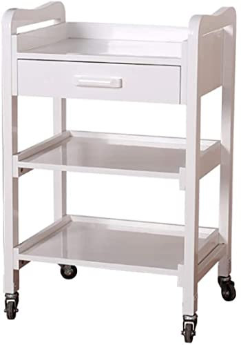 ksamwjf Useful Utility Carts Beauty Salon Tool Cart Medical Equipment Hairdressing Trolley Shelf White 3-Tiers Pedicure Cabinet with Drawer - 52×39×80cm