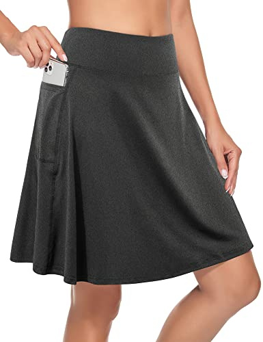 KORALHY Women's Athletic Skirt Tennis Golf Running Polyester Spandex Regular Gray Large