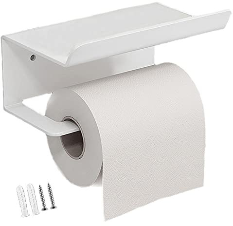 Porte Papier Toilette, Porte-serviettes en acier inoxydable pour téléphone portable,Support Papier Rouleau Derouleur Papier WC, Support Papier Toilettes avec Tablette pour Salle de Bain et Cuisine