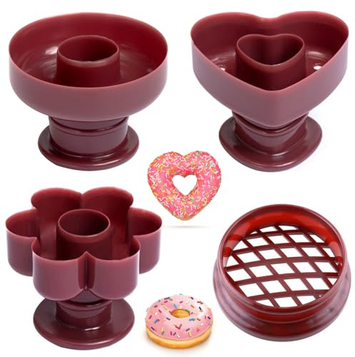 YASYU 4 Pack Donut Maker Cutter, Creative Doughnut Molds, DIY Doughnut Cutter,Fondant Cake Bread Dessert Bakery Mould, Biscuit Stamp Mould, Kitchen Baking Tool